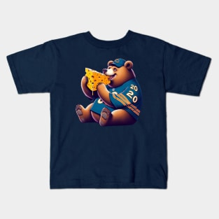 Chicago Bear Eating a Block of Cheese | Chicago Bears vs. Greenbay Packers Cheesehead Kids T-Shirt